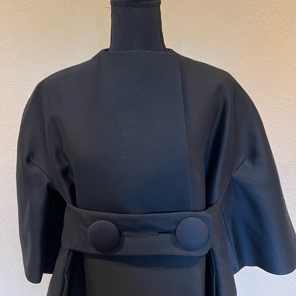 Vtg Joseph Magnin black silk taffeta hot pink opera couture coat - Picture 7 of 16